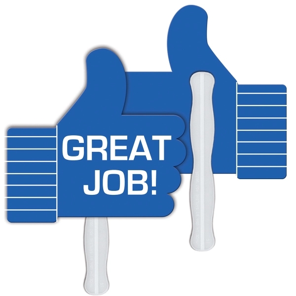 Thumbs Up shaped digital economy fans with double sided film lamination.... from ASI 67620 Lion Circle Corp / Lion/Circle