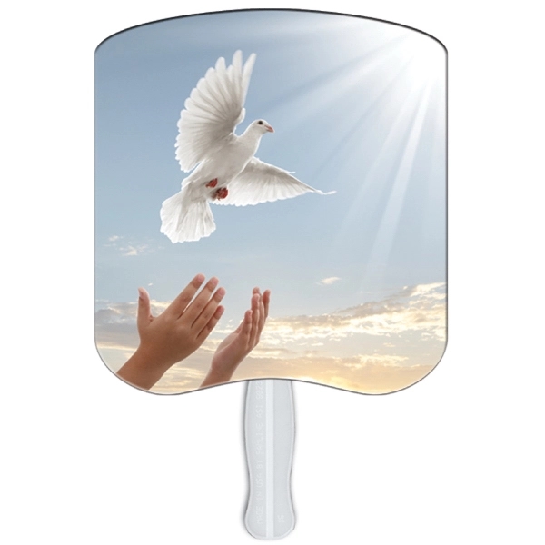 Dove religious fan is a heavy 22 pt. high density white... from ASI 67620 Lion Circle Corp / Lion/Circle