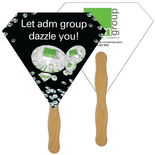 Diamond shaped digital economy fans with double sided film lamination.... from ASI 67620 Lion Circle Corp / Lion/Circle