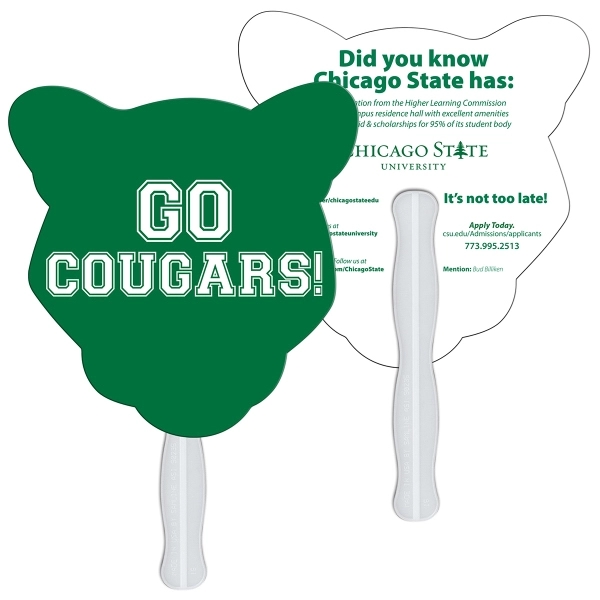 Cougar shaped digital economy fans with double sided film lamination.... from ASI 67620 Lion Circle Corp / Lion/Circle