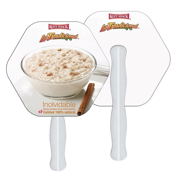 Hexagon shaped digital economy fans with double sided film lamination.... from ASI 67620 Lion Circle Corp / Lion/Circle