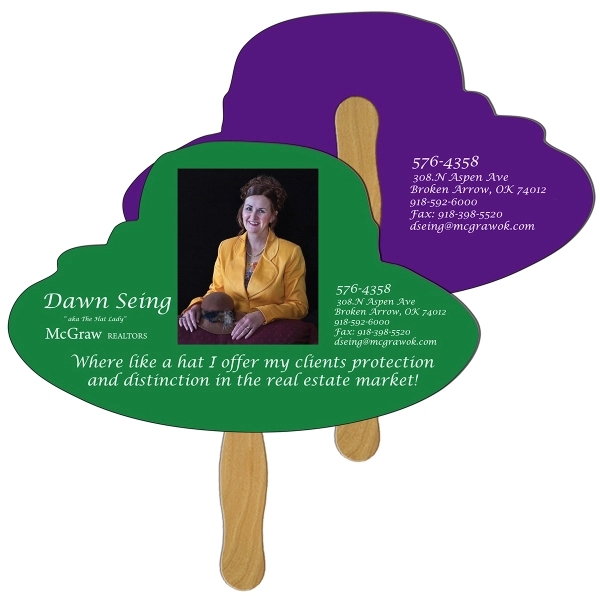 Dress hat shape digital econo fan with wooden stick.... from ASI 67620 Lion Circle Corp / Lion/Circle