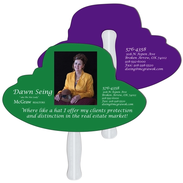 Dress hat shape digital econo fan with wooden stick.... from ASI 67620 Lion Circle Corp / Lion/Circle