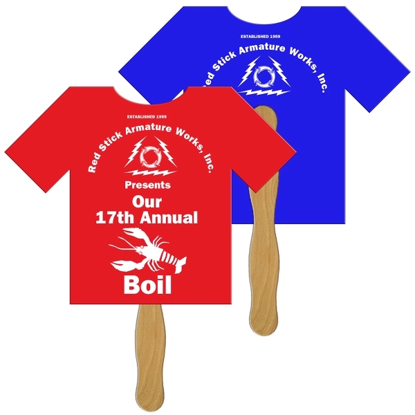 T-Shirt shaped digital economy fans with double sided film lamination.... from ASI 67620 Lion Circle Corp / Lion/Circle