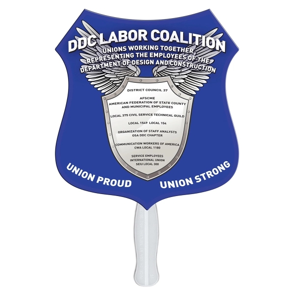 Crest shaped digital economy fans with double sided film lamination.... from ASI 67620 Lion Circle Corp / Lion/Circle