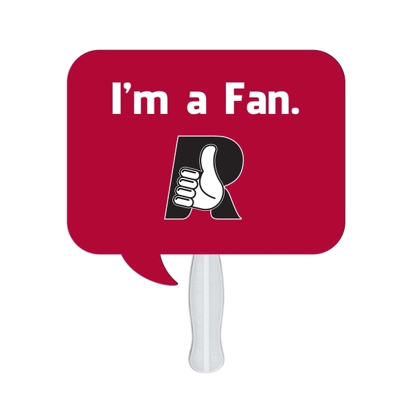 Square thought bubble shape digital econo fan with wooden stick.... from ASI 67620 Lion Circle Corp / Lion/Circle