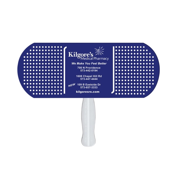 Band aid/pill shape digital econo fan with wooden stick.... from ASI 67620 Lion Circle Corp / Lion/Circle