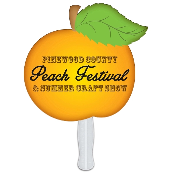 Peach shaped digital economy fans with double sided film lamination.... from ASI 67620 Lion Circle Corp / Lion/Circle