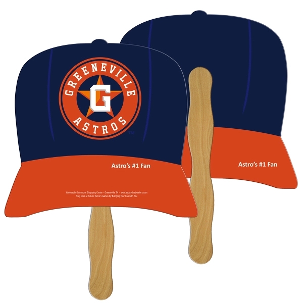 Baseball cap shape fast fan with wooden stick.... from ASI 67620 Lion Circle Corp / Lion/Circle