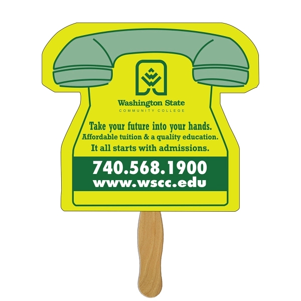 Phone shape fast fan with wooden stick.... from ASI 67620 Lion Circle Corp / Lion/Circle