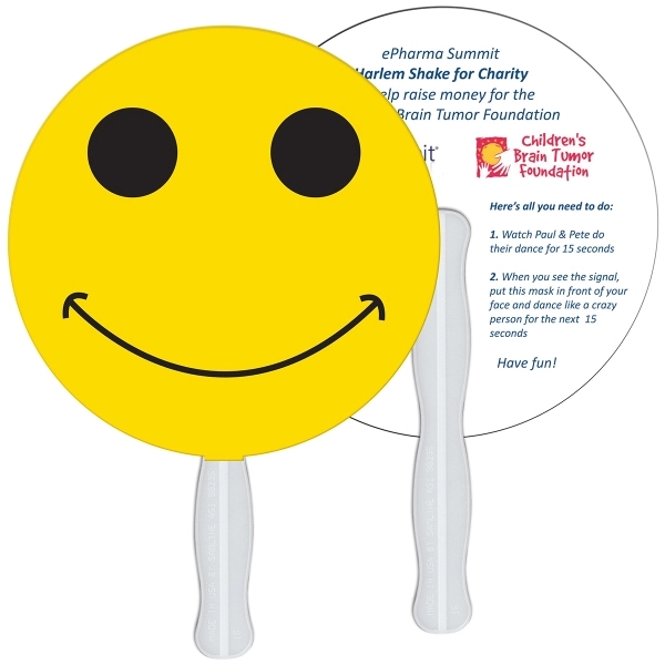 Smiley face shape fast fan with wooden stick.... from ASI 67620 Lion Circle Corp / Lion/Circle