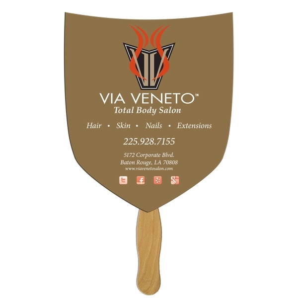 Shield/shovel shape fast fan with wooden stick.... from ASI 67620 Lion Circle Corp / Lion/Circle