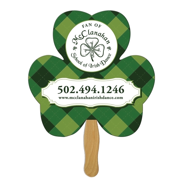 Shamrock shape fast fan with wooden stick.... from ASI 67620 Lion Circle Corp / Lion/Circle