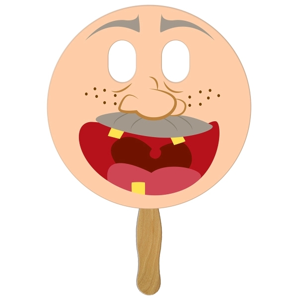 Circle with eyes cut out shape fast fan with wooden stick.... from ASI 67620 Lion Circle Corp / Lion/Circle