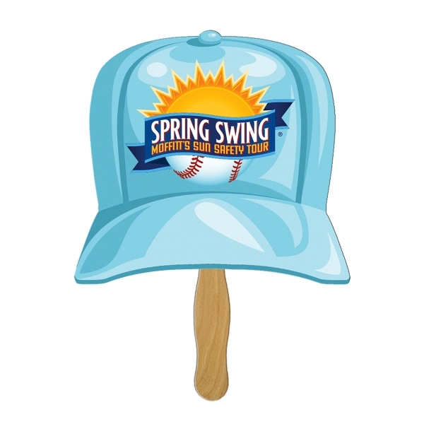 Baseball cap shape fast fan with wooden stick.... from ASI 67620 Lion Circle Corp / Lion/Circle