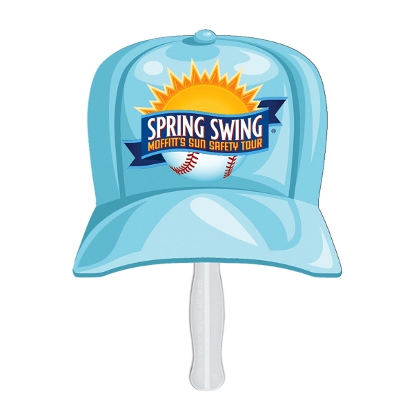 Baseball cap shape fast fan with wooden stick.... from ASI 67620 Lion Circle Corp / Lion/Circle
