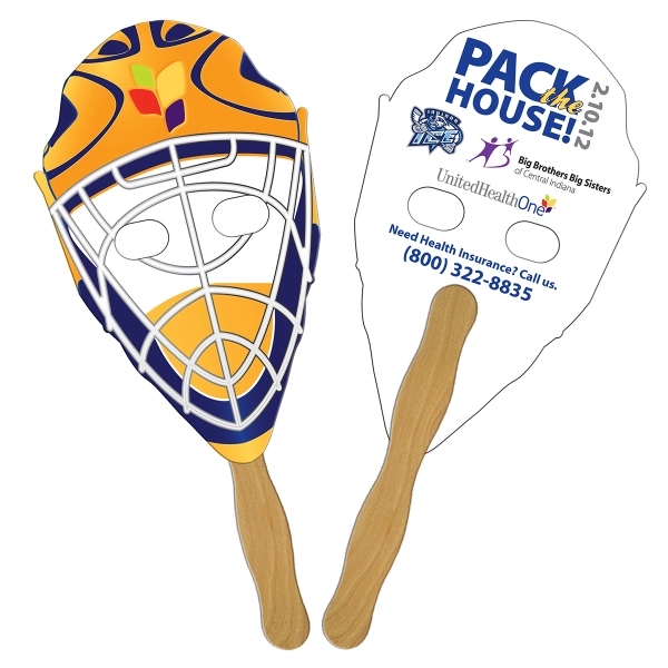 Hockey mask shape fast fan with wooden stick.... from ASI 67620 Lion Circle Corp / Lion/Circle
