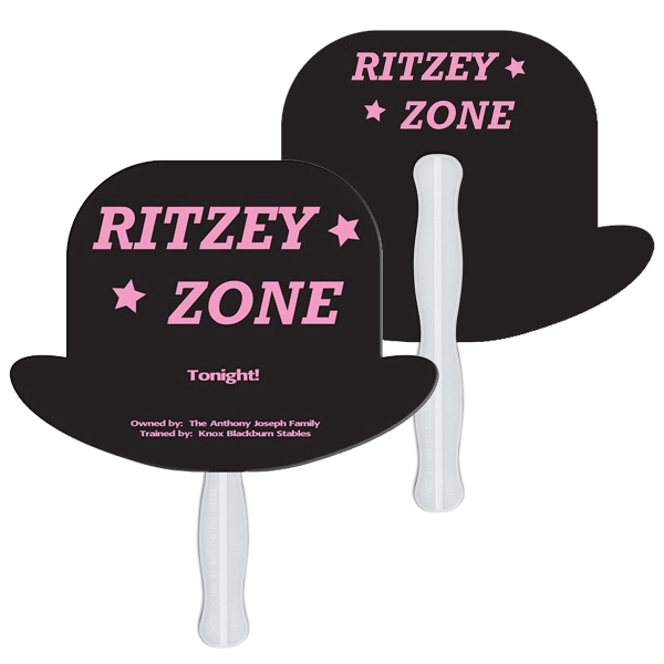 Derby hat shape fast fan with wooden stick.... from ASI 67620 Lion Circle Corp / Lion/Circle