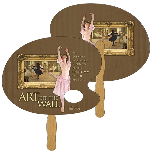Artist pallet shape fast fan with wooden stick.... from ASI 67620 Lion Circle Corp / Lion/Circle