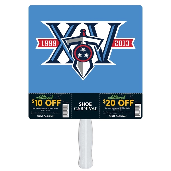 9" square with perfs shaped fan with a coupon and high... from ASI 67620 Lion Circle Corp / Lion/Circle