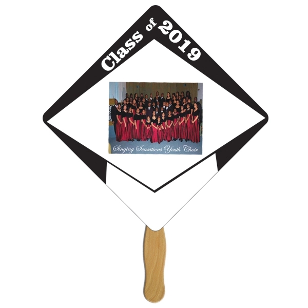 White cap graduation fan made of high density paper board.... from ASI 67620 Lion Circle Corp / Lion/Circle