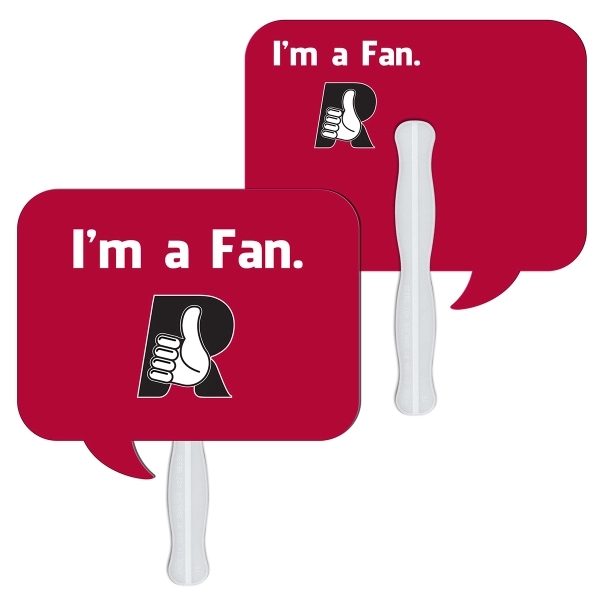 Square thought bubble shape fast fan with wooden stick.... from ASI 67620 Lion Circle Corp / Lion/Circle