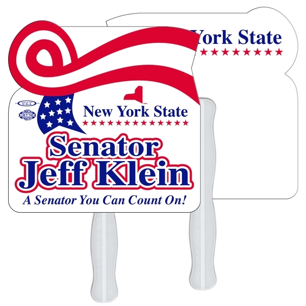 Horizontal ribbon shape fast fan with wooden stick.... from ASI 67620 Lion Circle Corp / Lion/Circle