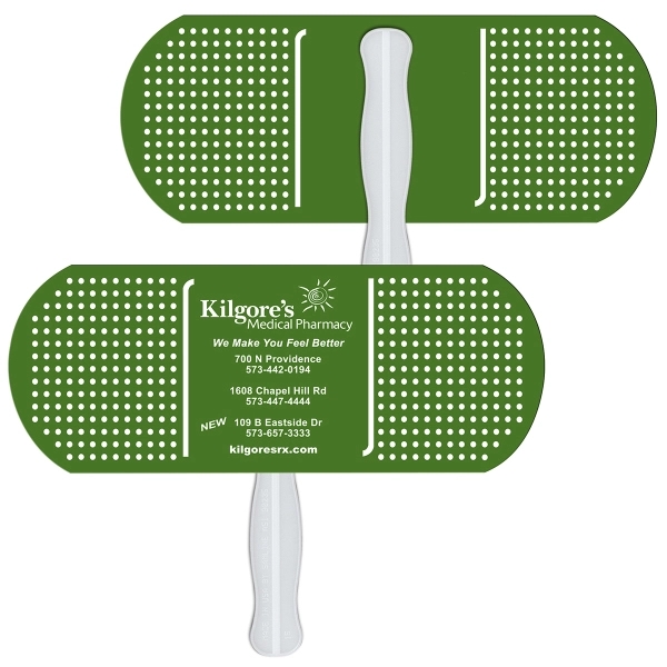 Band aid/pill shape fast fan with wooden stick.... from ASI 67620 Lion Circle Corp / Lion/Circle