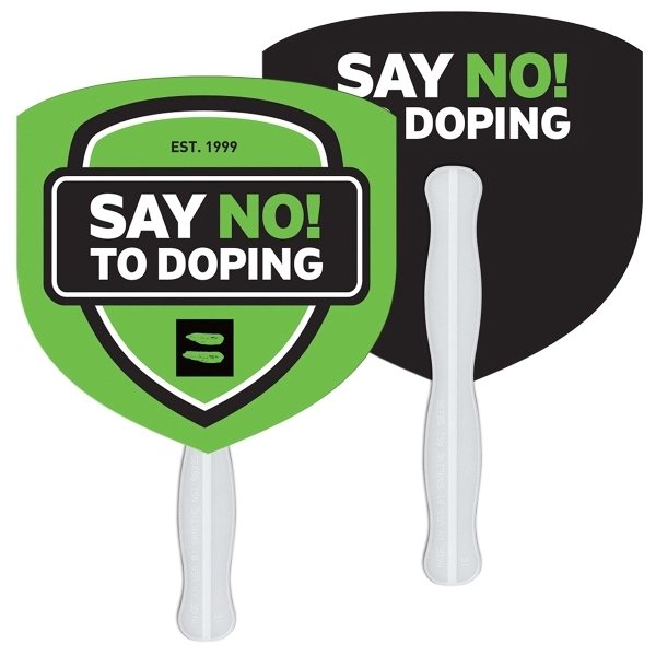 Shield shape fast fan with wooden stick.... from ASI 67620 Lion Circle Corp / Lion/Circle