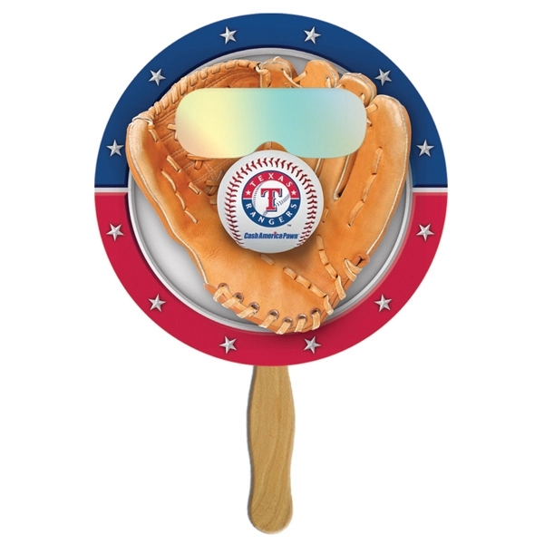 Round shape hand held fan with see through fireworks film.... from ASI 67620 Lion Circle Corp / Lion/Circle