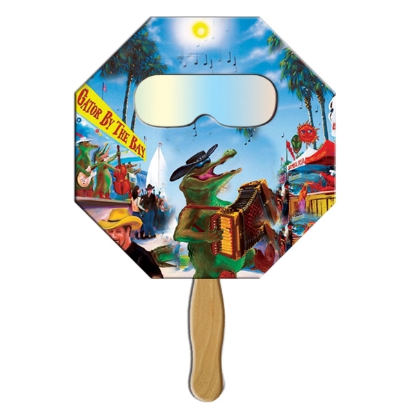 Stop sign shape hand held fan with see through fireworks film.... from ASI 67620 Lion Circle Corp / Lion/Circle