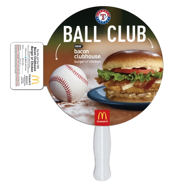 Round shape fan with a coupon and high gloss finish.... from ASI 67620 Lion Circle Corp / Lion/Circle