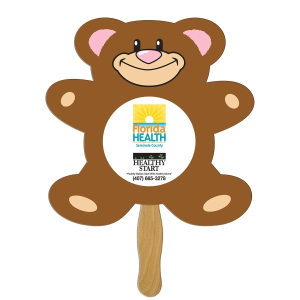 Teddy bear shape fast fan with wooden stick.... from ASI 67620 Lion Circle Corp / Lion/Circle