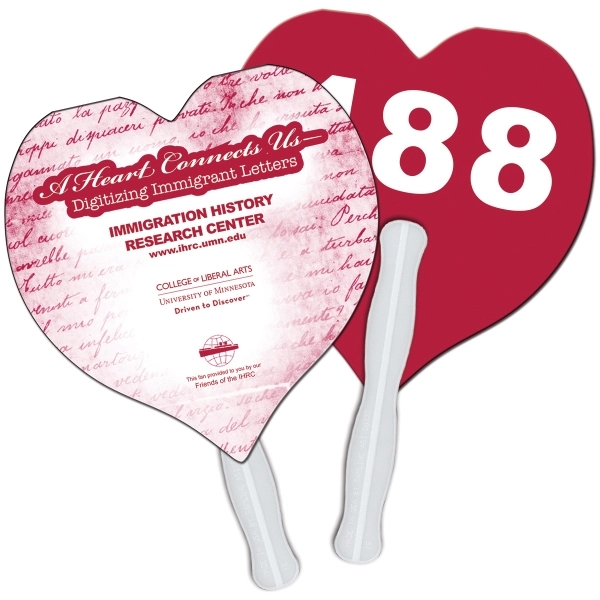 Heart shape auction fan with hidden wooden stick.... from ASI 67620 Lion Circle Corp / Lion/Circle