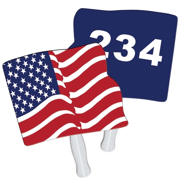 Flag shape auction fan with hidden wooden stick.... from ASI 67620 Lion Circle Corp / Lion/Circle