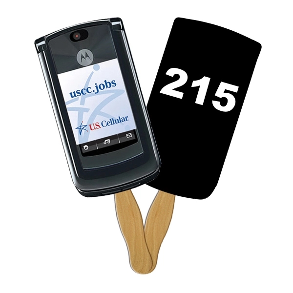 Cell phone shape auction fan with hidden wooden stick.... from ASI 67620 Lion Circle Corp / Lion/Circle