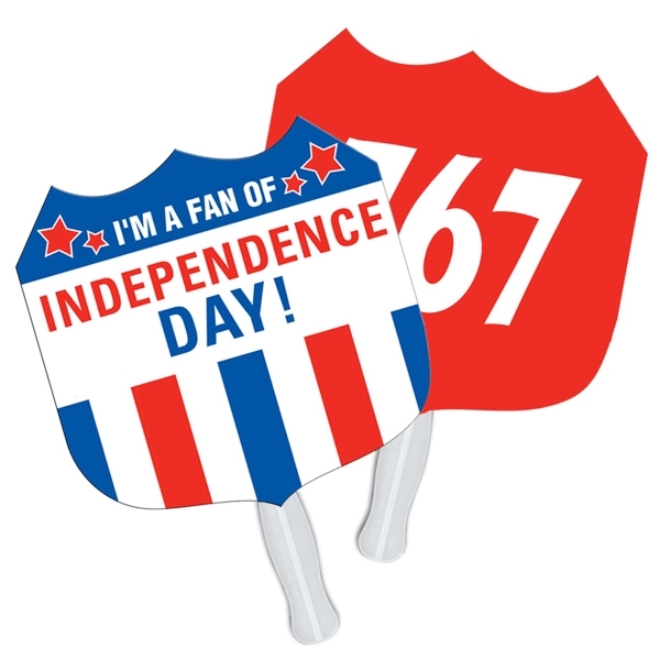 Road Sign shape auction fan with hidden wooden stick.... from ASI 67620 Lion Circle Corp / Lion/Circle