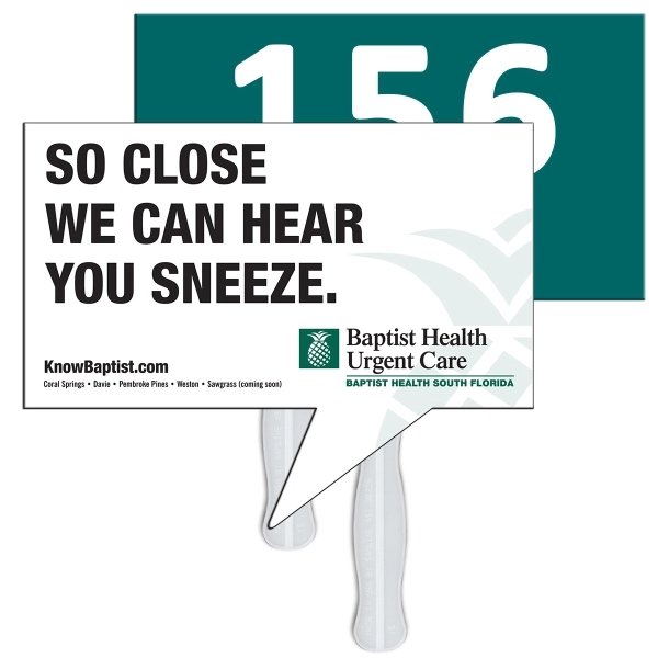 Thought caption shape auction fan with hidden wooden stick.... from ASI 67620 Lion Circle Corp / Lion/Circle