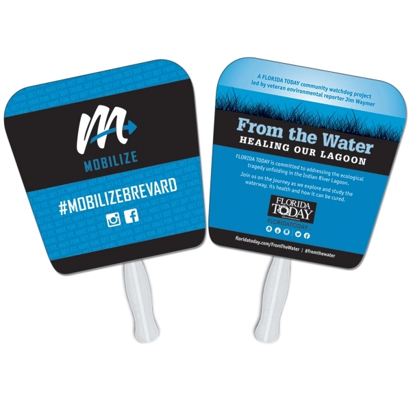 Tapered square digital sandwich fan, material high density 14pt. white poster... from ASI 67620 Lion Circle Corp / Lion/Circle