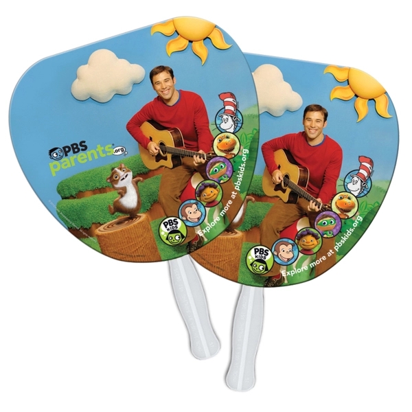 Palm leaf shape auction fan with hidden wooden stick.... from ASI 67620 Lion Circle Corp / Lion/Circle