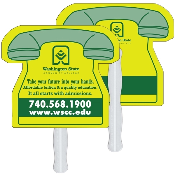 Phone shape fast fan with wooden stick.... from ASI 67620 Lion Circle Corp / Lion/Circle