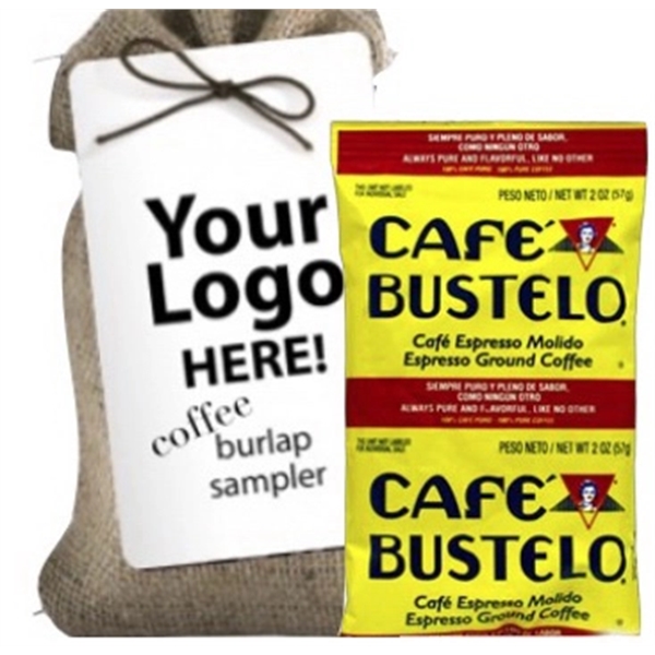 Cafe Bustelo Coffee with Jute Bag and full color hang tag... from ASI 89971 Stuff A Mug