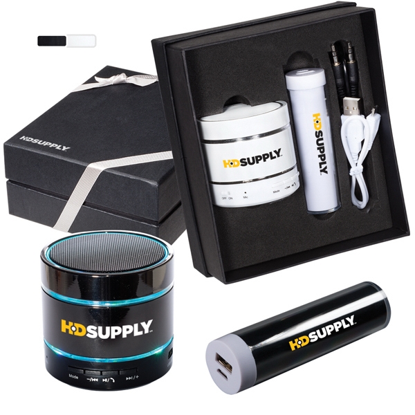 Set featuring disco lights Bluetooth®speaker and micro-cylinder power bank... from ASI 79530 Prime Line