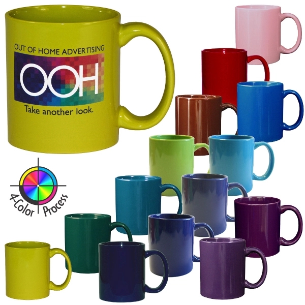 4-Color process stoneware mug with c-shaped handle, holds 11 ounces.... from ASI 80093 Pyrographics / Pyrographics Line