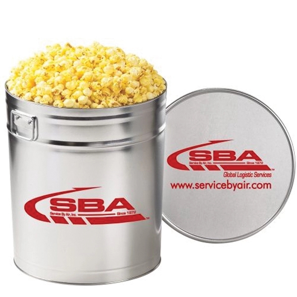 6.5 gallon tin filled with classic butter flavored popcorn... from ASI 71685 Midnite Snax®