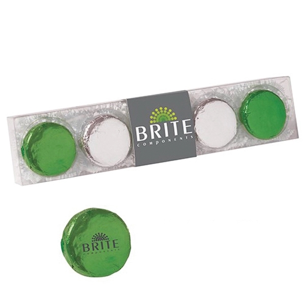 Five pack of chocolate covered Oreos® wrapped in colored foil with... from ASI 71685 Midnite Snax®