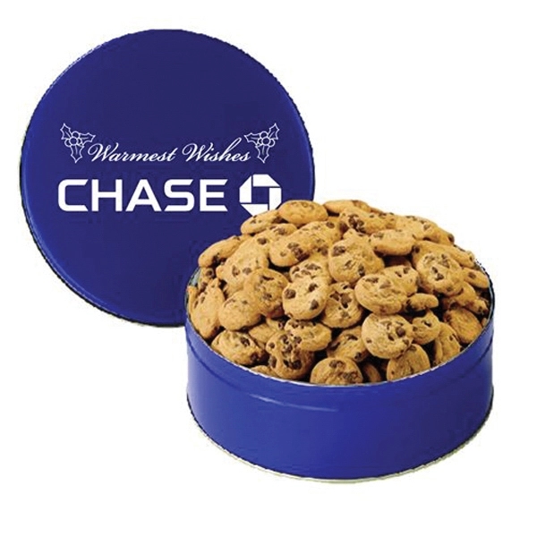 Extra-large tin filled with mini chocolate chip cookies; includes 1-color direct... from ASI 71685 Midnite Snax®