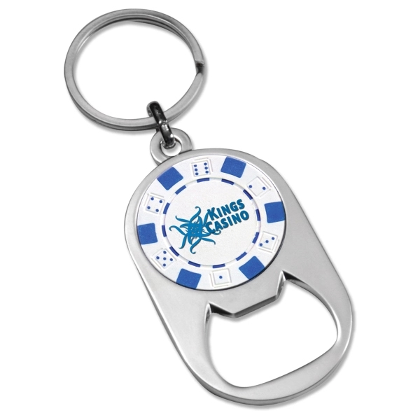 Customizable 1/16" clear acrylic bottle opener keychain with 1" split ring... from ASI 72521 Morris Magnets / Laser Cuts