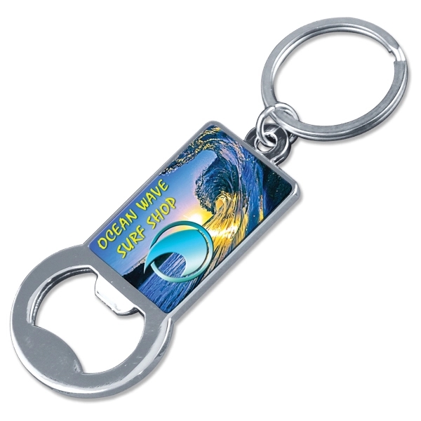 1/16" clear acrylic bottle opener keychain with 1" split ring and... from ASI 72521 Morris Magnets / Laser Cuts