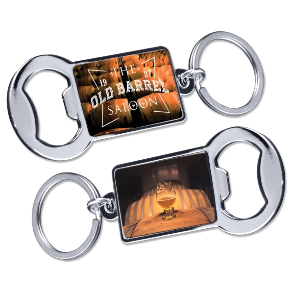1/16" clear acrylic bottle opener keychain with double-sided imprint.... from ASI 72521 Morris Magnets / Laser Cuts